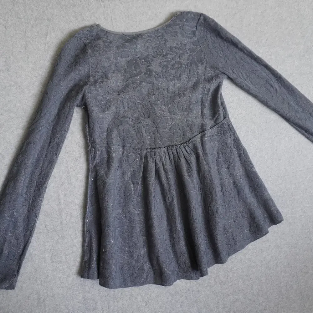 Free People Lace Tunic Top Blue/Gray - Thermal Babydoll Top